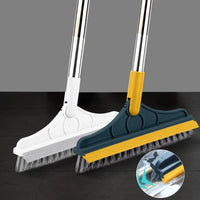Professional 2-in-1 Floor Scrub Brush - Long Handle Squeegee & Cleaning Mop