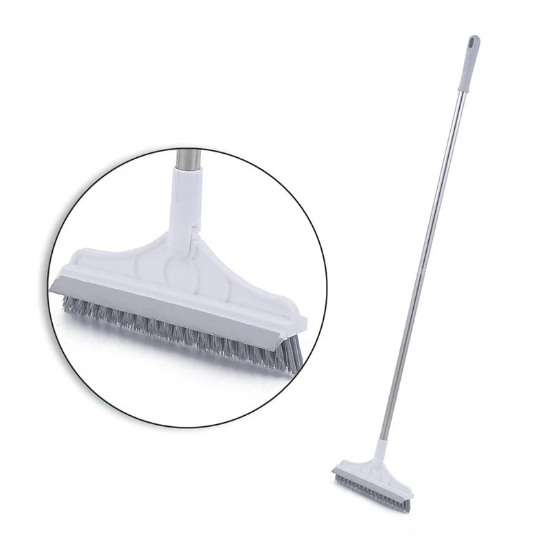 Professional 2-in-1 Floor Scrub Brush - Long Handle Squeegee & Cleaning Mop