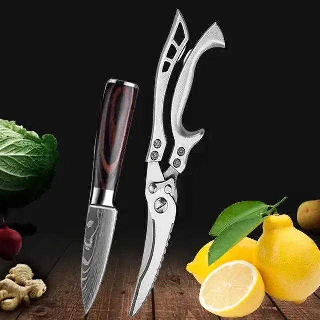 Professional Damascus Steel Kitchen Knife Set - Laser-Etched Chef's Collection