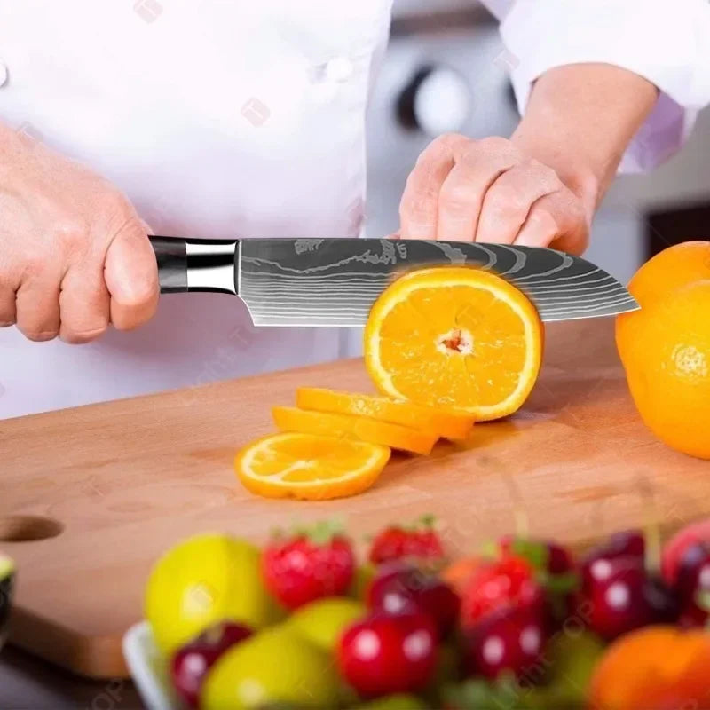 Professional Damascus Steel Kitchen Knife Set - Laser-Etched Chef's Collection