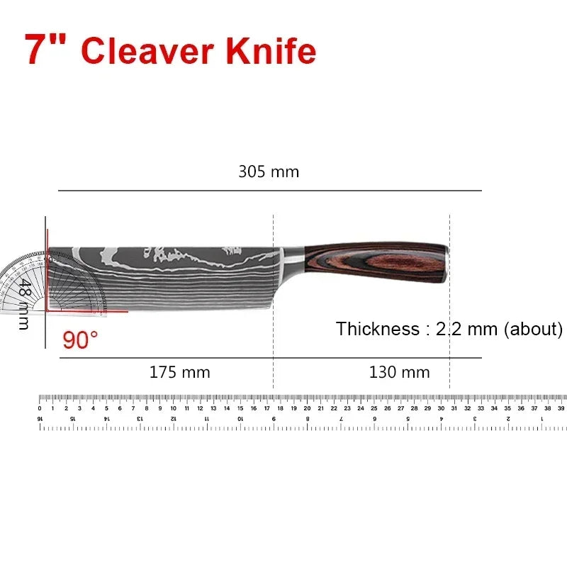 Professional Damascus Steel Kitchen Knife Set - Laser-Etched Chef's Collection