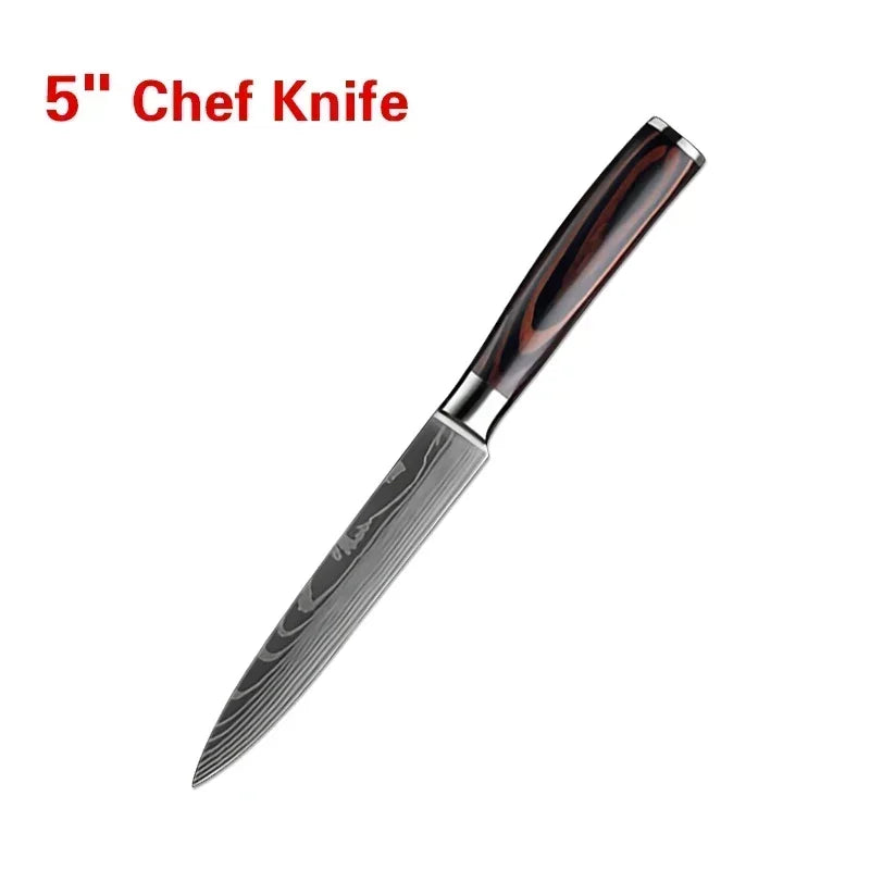 Professional Damascus Steel Kitchen Knife Set - Laser-Etched Chef's Collection