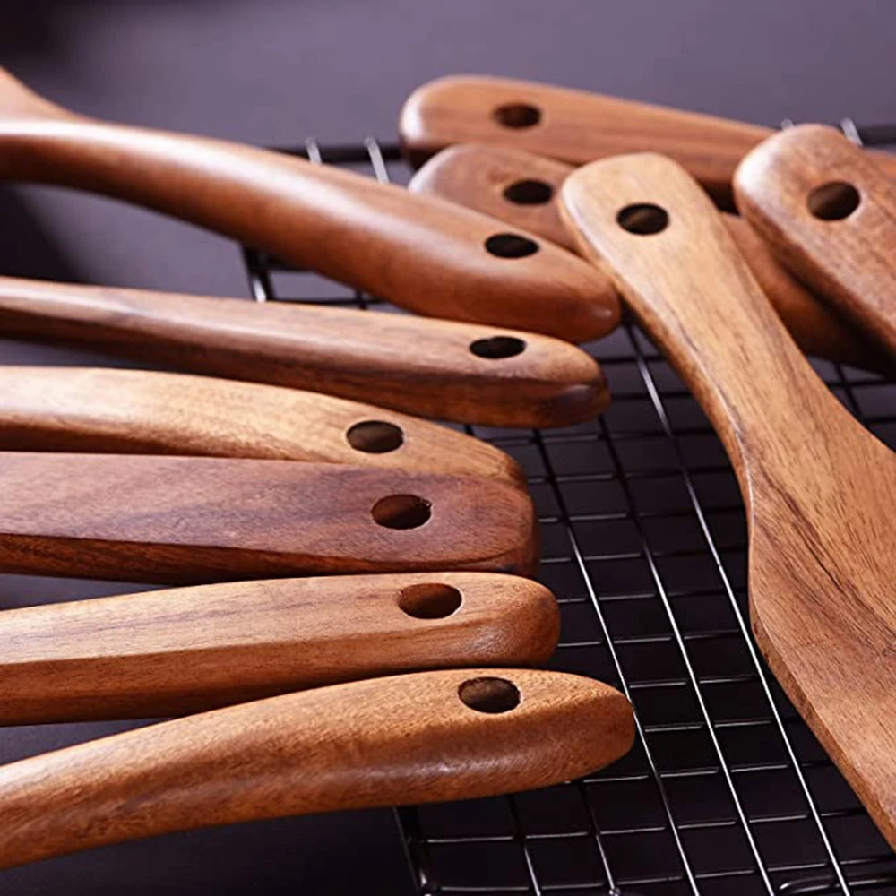 Premium Wooden Kitchen Utensils Set - Complete Cooking Spoon Collection