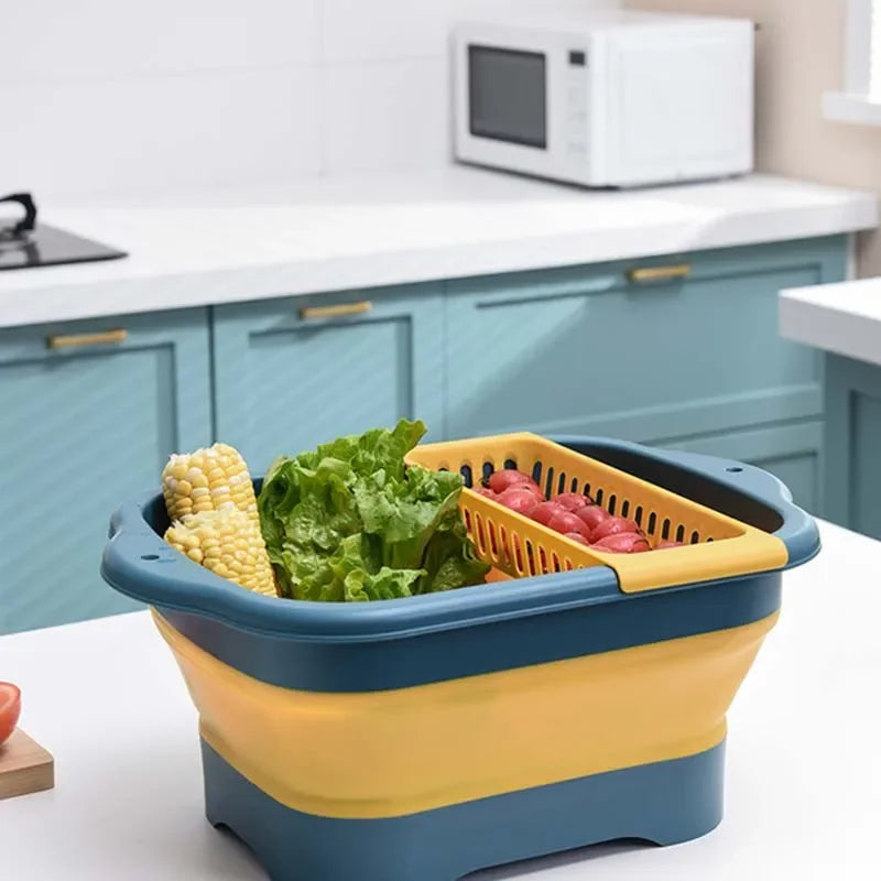 Premium Collapsible Silicone Strainer - Space-Saving Kitchen Colander