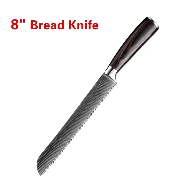 Professional Damascus Steel Kitchen Knife Set - Laser-Etched Chef's Collection