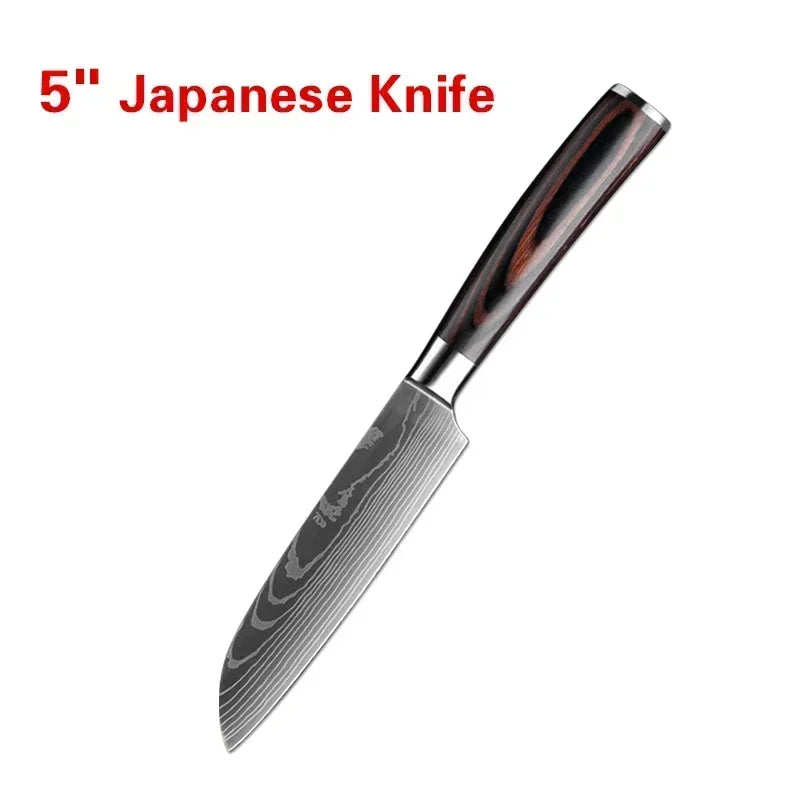 Professional Damascus Steel Kitchen Knife Set - Laser-Etched Chef's Collection
