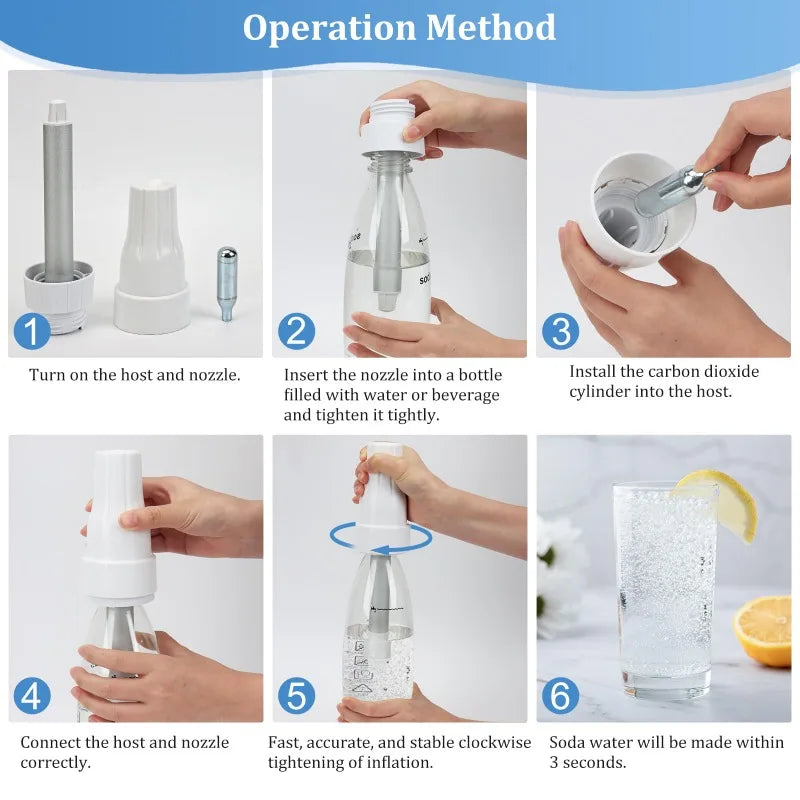 Professional Home Soda Maker - Sparkling Water Machine with CO2 Cartridges