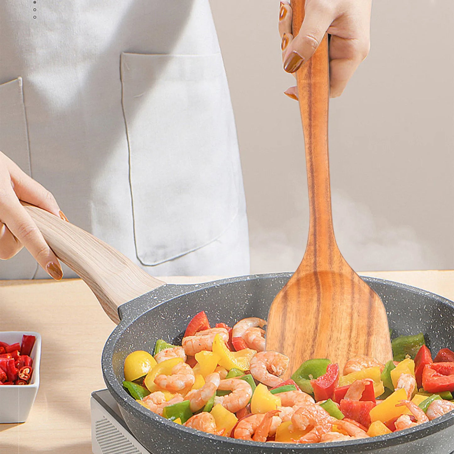 Premium Wooden Kitchen Utensils Set - Complete Cooking Spoon Collection
