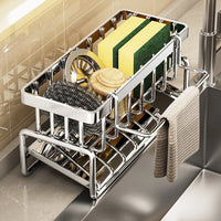 Multi-Function Kitchen Sponge Rack - Countertop Organizer with Drain & Storage