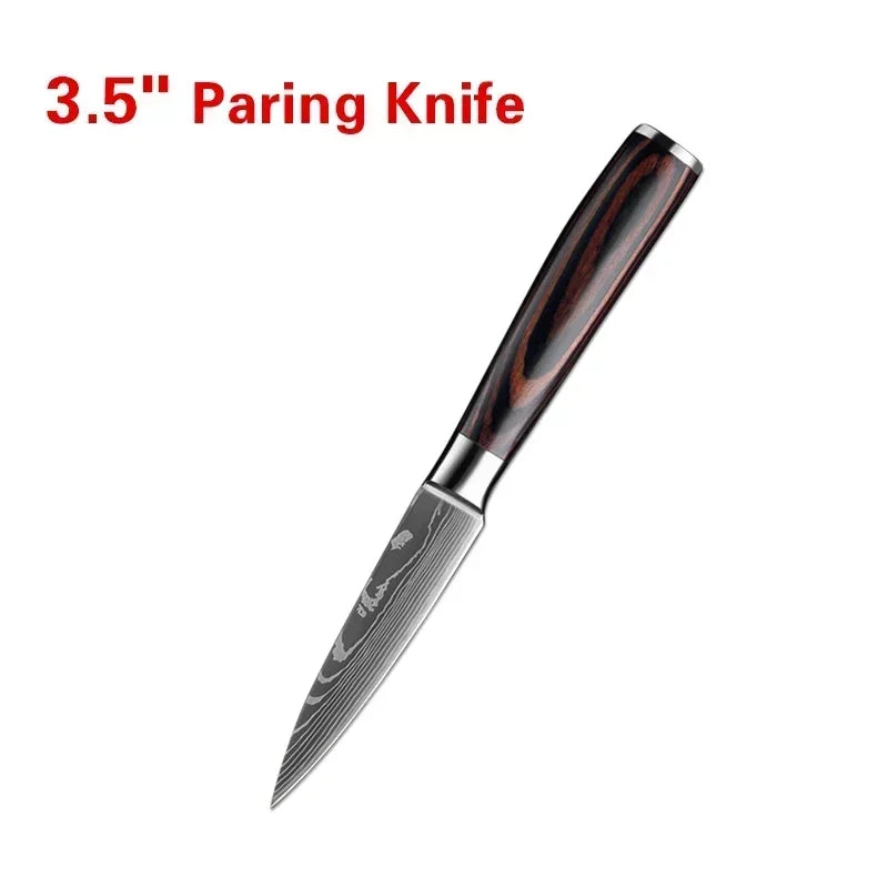 Professional Damascus Steel Kitchen Knife Set - Laser-Etched Chef's Collection