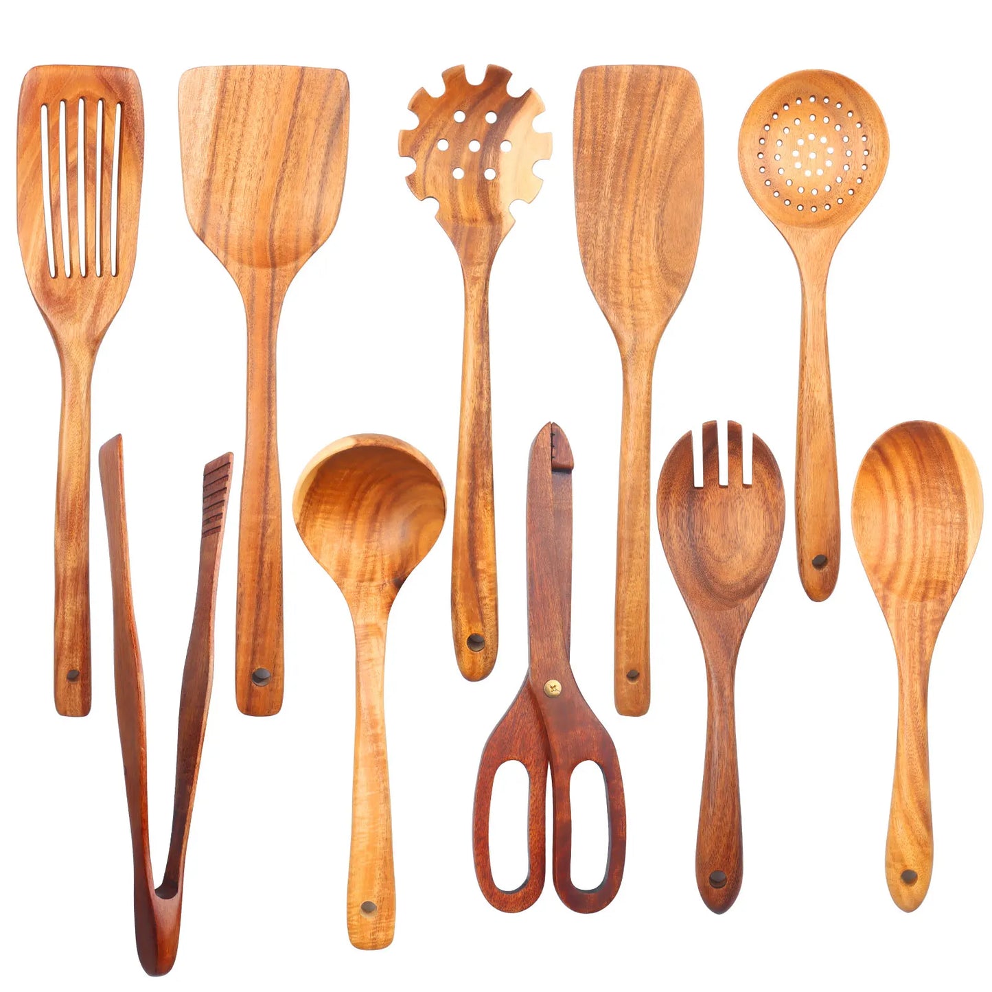 Premium Wooden Kitchen Utensils Set - Complete Cooking Spoon Collection