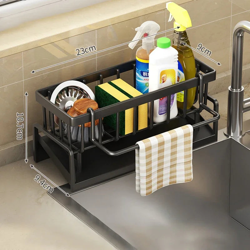 Multi-Function Kitchen Sponge Rack - Countertop Organizer with Drain & Storage
