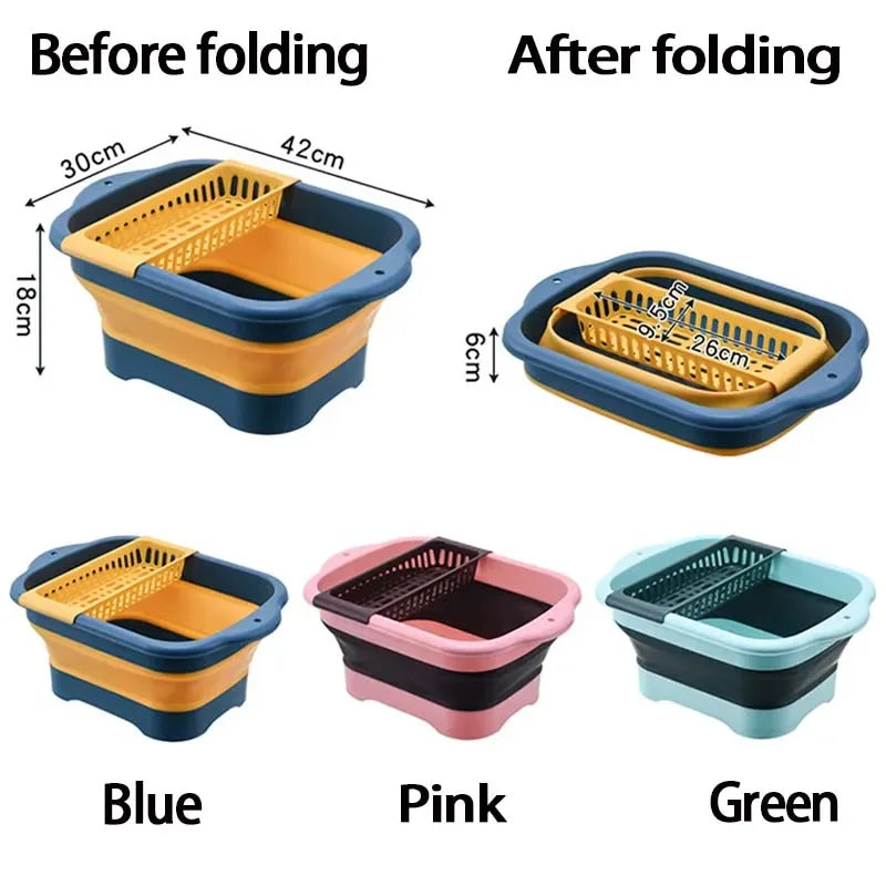 Premium Collapsible Silicone Strainer - Space-Saving Kitchen Colander