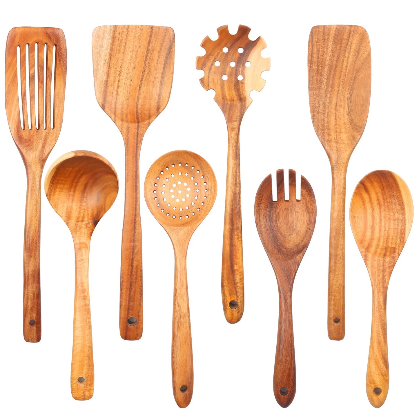 Premium Wooden Kitchen Utensils Set - Complete Cooking Spoon Collection