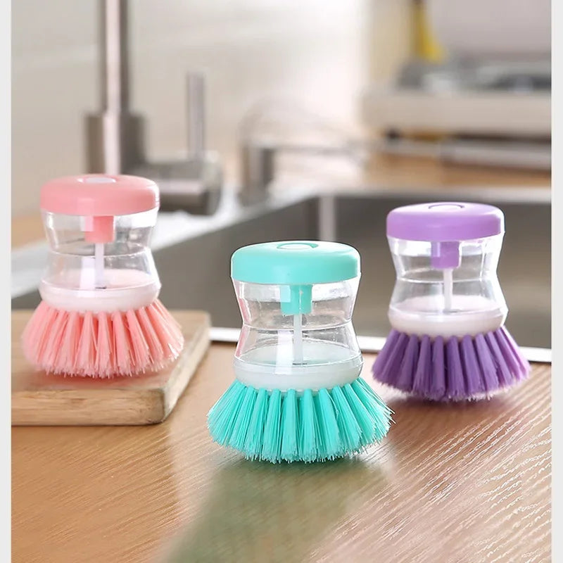 2-in-1 Dish Brush with Built-in Soap Dispenser - Kitchen Cleaning Tool