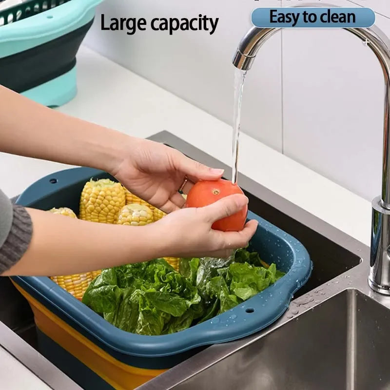Premium Collapsible Silicone Strainer - Space-Saving Kitchen Colander