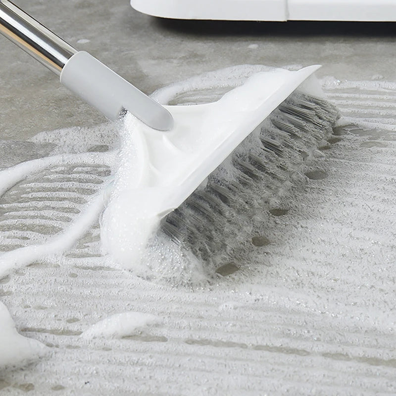 Professional 2-in-1 Floor Scrub Brush - Long Handle Squeegee & Cleaning Mop