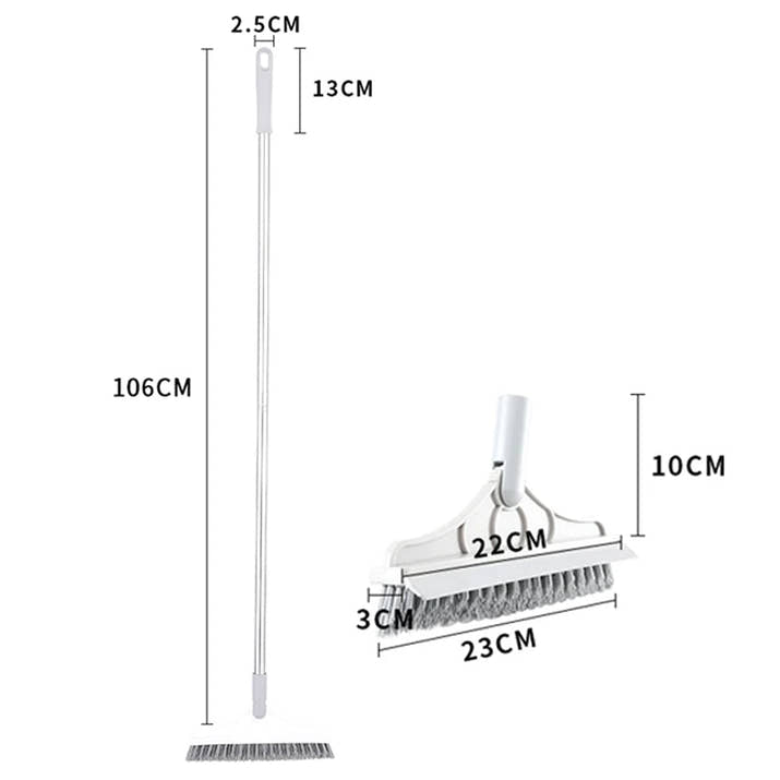 Professional 2-in-1 Floor Scrub Brush - Long Handle Squeegee & Cleaning Mop