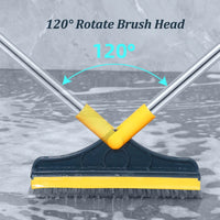 Professional 2-in-1 Floor Scrub Brush - Long Handle Squeegee & Cleaning Mop