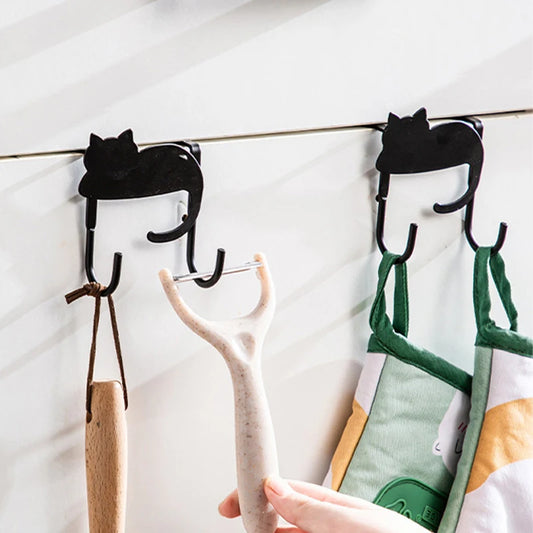 Adorable Cat Over-Door Hooks - Multi-Purpose Kitchen & Bathroom Organizer