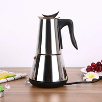Electric Stove Espresso Maker Moka Pot 6 Cups Percolator Coffee Pot Electric Stainless Steel Classic Cafe Maker EU Plug