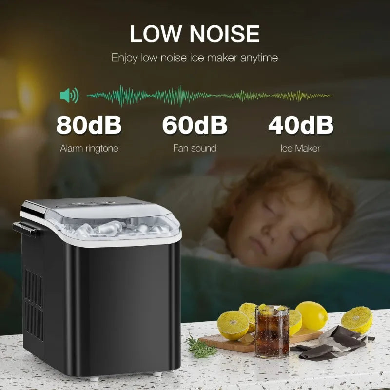 JOINSUN Portable Countertop Ice Maker - 9 Cubes in 6 Minutes with Self-Cleaning