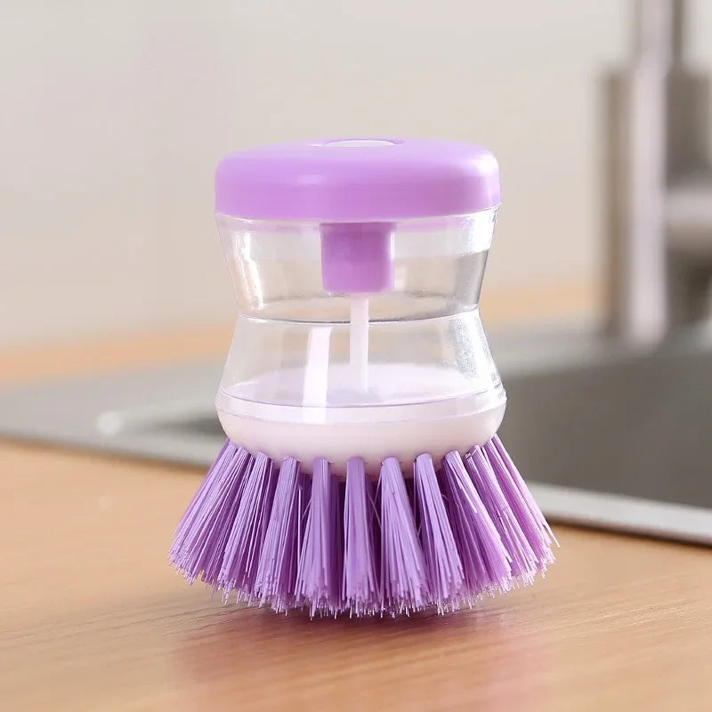 2-in-1 Dish Brush with Built-in Soap Dispenser - Kitchen Cleaning Tool