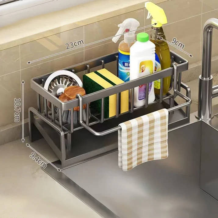 Multi-Function Kitchen Sponge Rack - Countertop Organizer with Drain & Storage