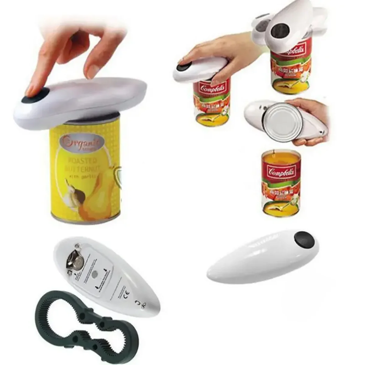 Electric Can Opener - Easy One-Touch Operation with Bottle Opener