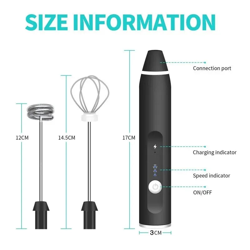 Professional USB Electric Milk Frother - Rechargeable Handheld Coffee Maker