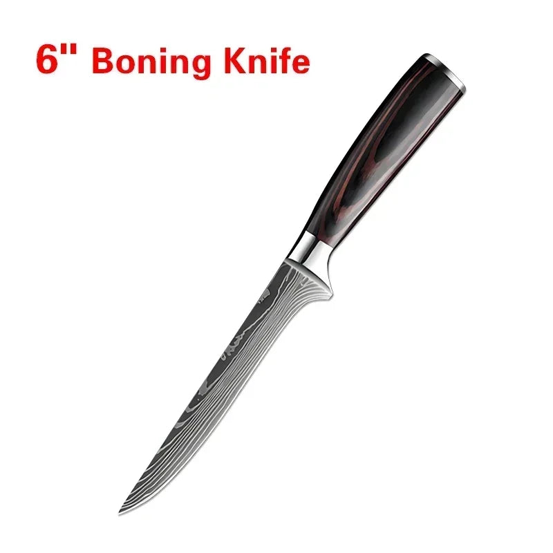 Professional Damascus Steel Kitchen Knife Set - Laser-Etched Chef's Collection
