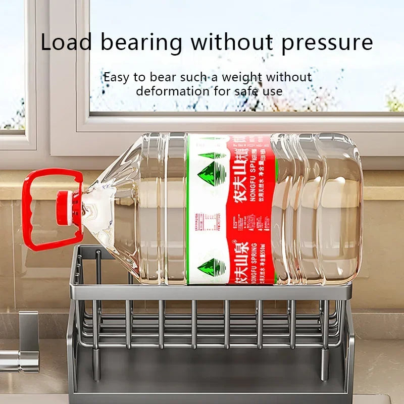 Multi-Function Kitchen Sponge Rack - Countertop Organizer with Drain & Storage