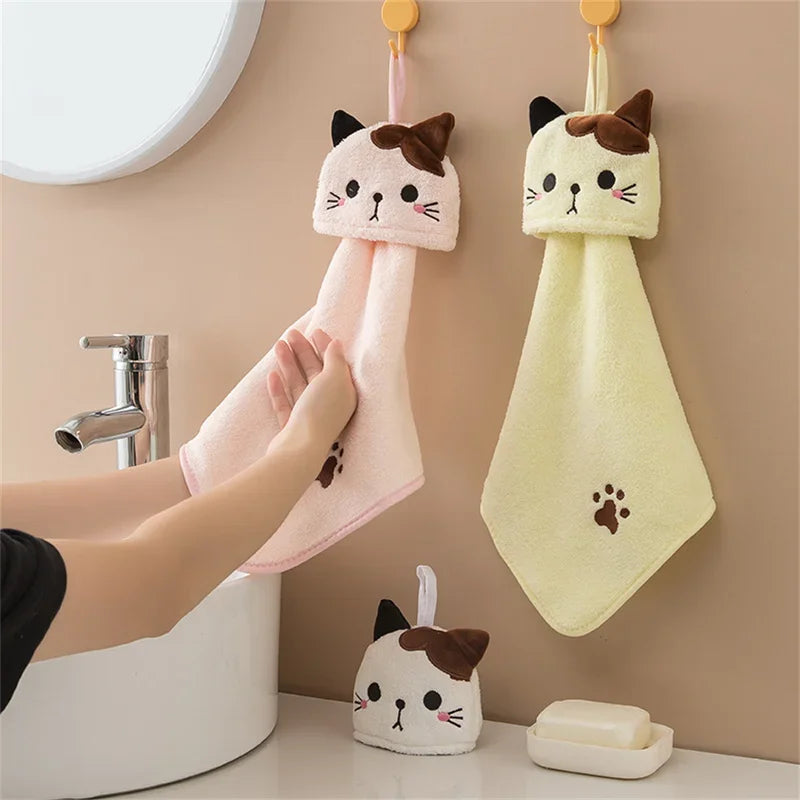 Premium Cat Kitchen Cleaning Towel - Ultra-Soft Coral Velvet Hand Towel