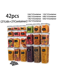 42pcs,Airtight storage bins, multi-purpose leak-proof and reusable food storage jars, portable and stackable food airtight bins
