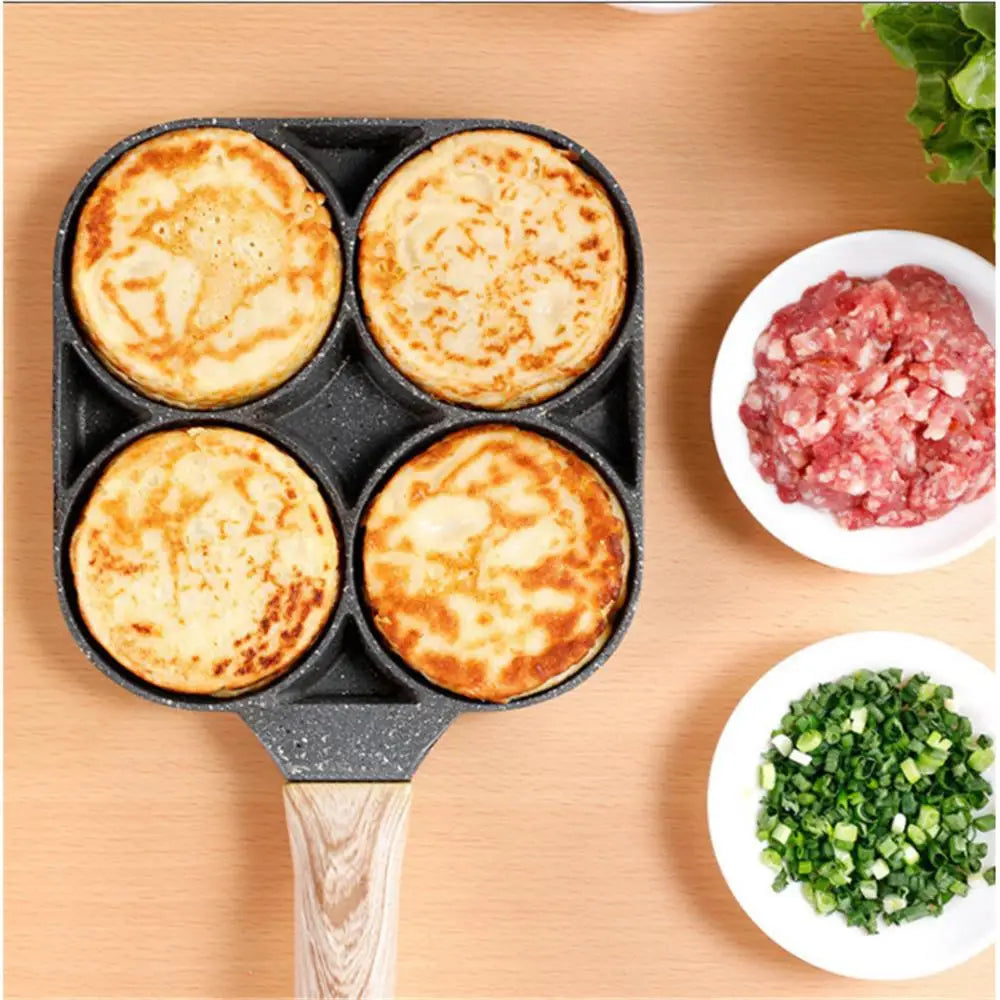 4-Hole Non-Stick Breakfast Pan - Multi-Function Egg & Pancake Maker