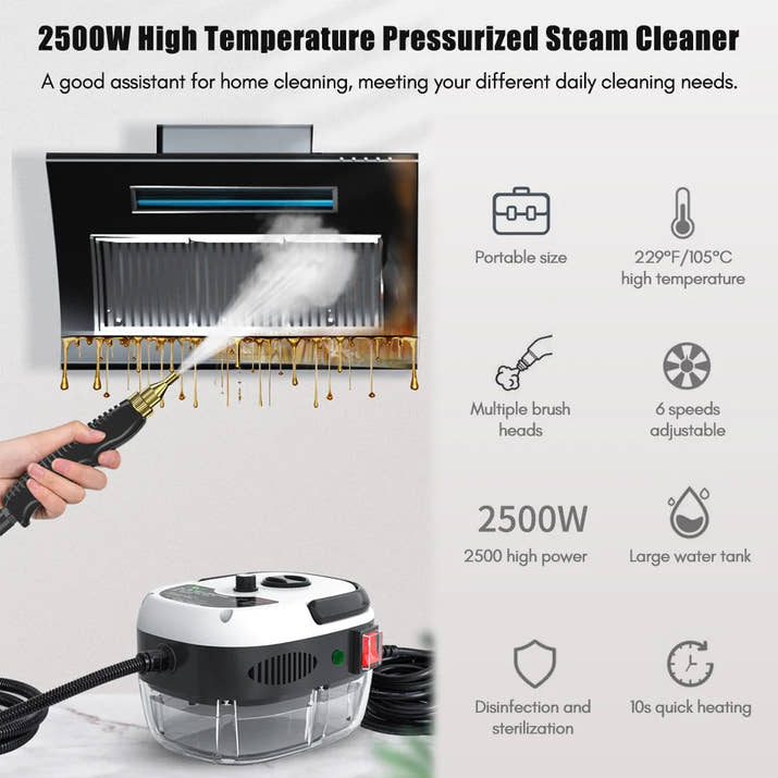 Steam Cleaner Handheld Steam Cleaner 1500W High Power 6 Speeds Adjustable Practical Steam Cleaner for Kitchen Refrigerator