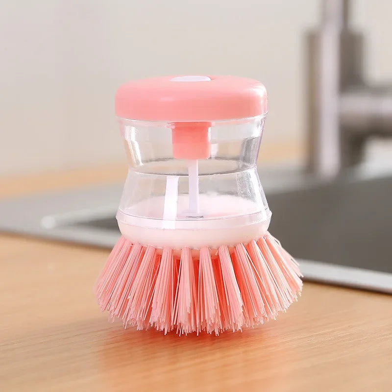 2-in-1 Dish Brush with Built-in Soap Dispenser - Kitchen Cleaning Tool