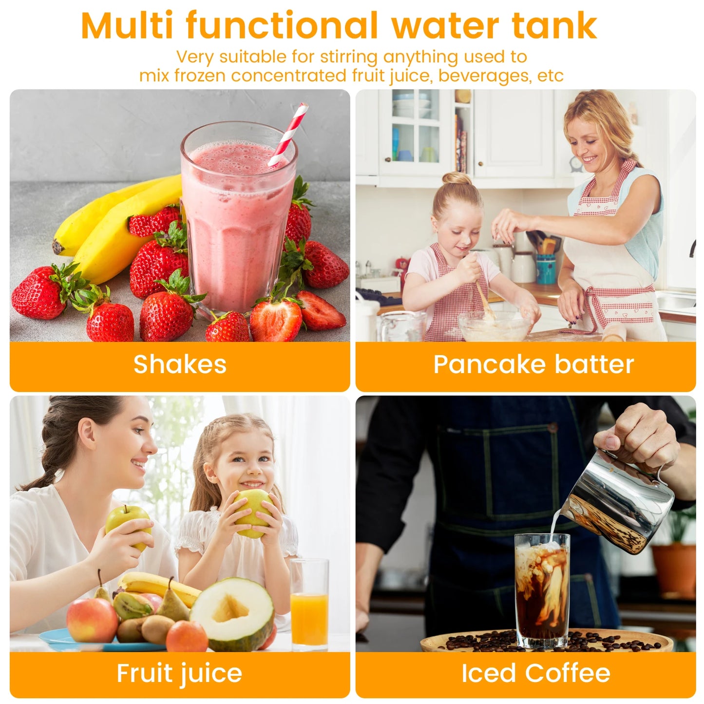 2000ml Large Mixing Pitcher with Lid - Wide Mouth Juice Container & Mixer