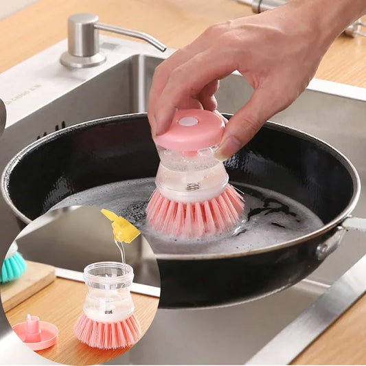 2-in-1 Dish Brush with Built-in Soap Dispenser - Kitchen Cleaning Tool