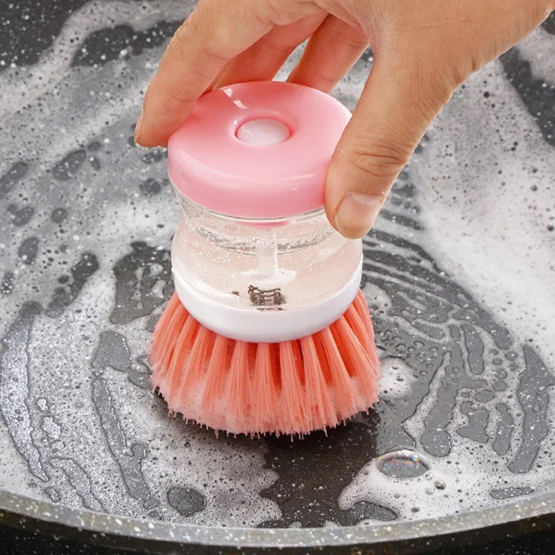 2-in-1 Dish Brush with Built-in Soap Dispenser - Kitchen Cleaning Tool