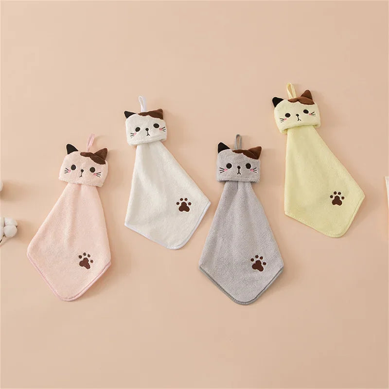 Premium Cat Kitchen Cleaning Towel - Ultra-Soft Coral Velvet Hand Towel