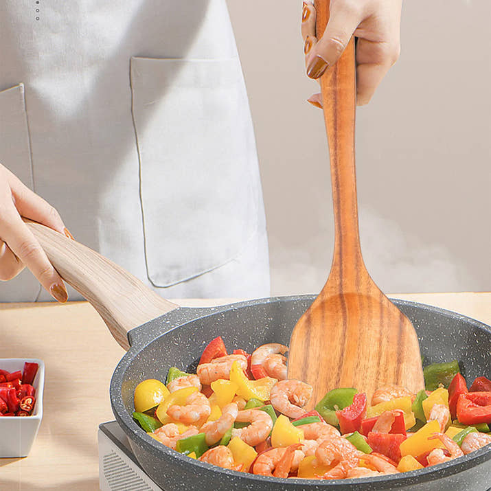 Premium Wooden Kitchen Utensils Set - Complete Cooking Spoon Collection