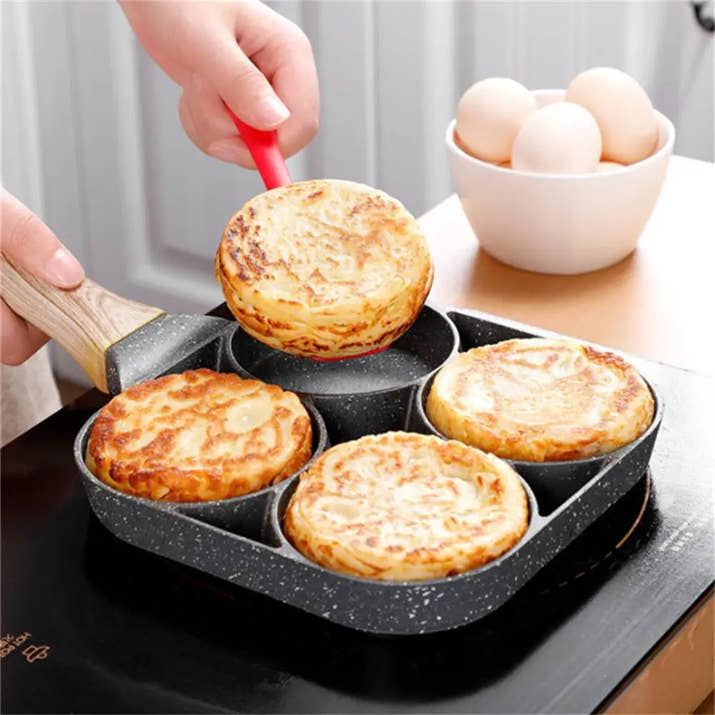 4-Hole Non-Stick Breakfast Pan - Multi-Function Egg & Pancake Maker