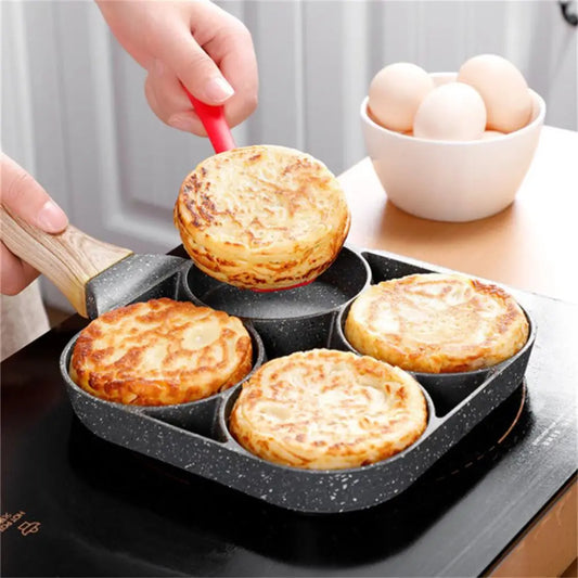 4-Hole Non-Stick Breakfast Pan - Multi-Function Egg & Pancake Maker