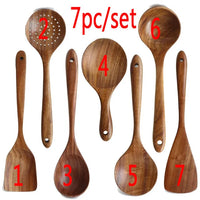 Premium Wooden Kitchen Utensils Set - Complete Cooking Spoon Collection