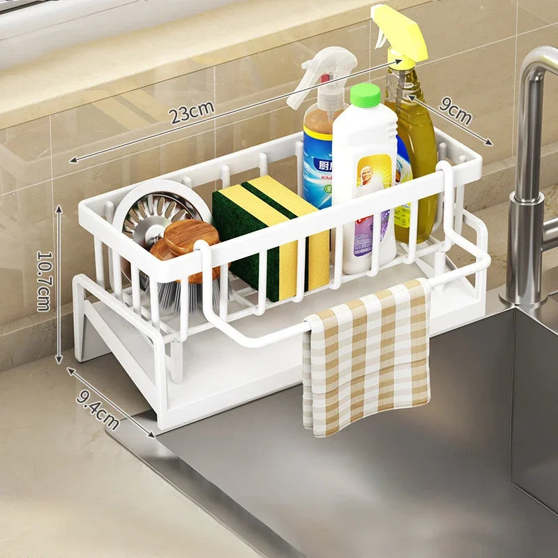 Multi-Function Kitchen Sponge Rack - Countertop Organizer with Drain & Storage