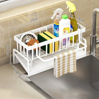 Multi-Function Kitchen Sponge Rack - Countertop Organizer with Drain & Storage