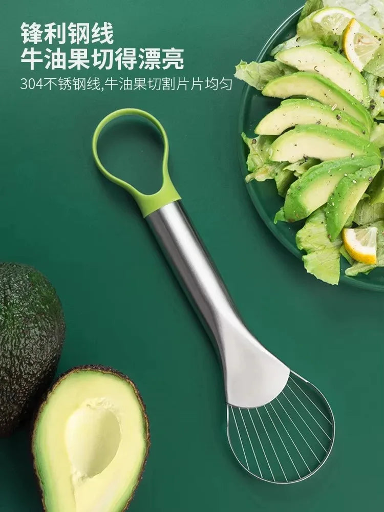 3-in-1 Avocado Slicer Tool - Stainless Steel Fruit Cutter & Kitchen Gadget