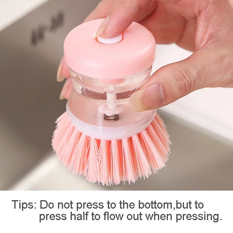 2-in-1 Dish Brush with Built-in Soap Dispenser - Kitchen Cleaning Tool