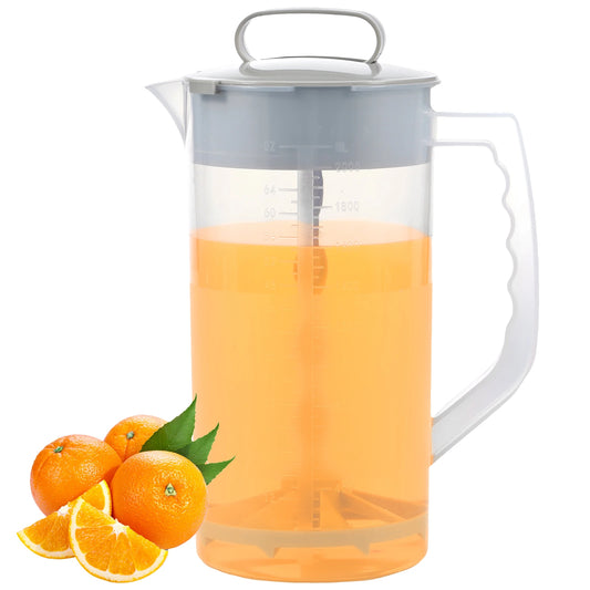 2000ml Large Mixing Pitcher with Lid - Wide Mouth Juice Container & Mixer